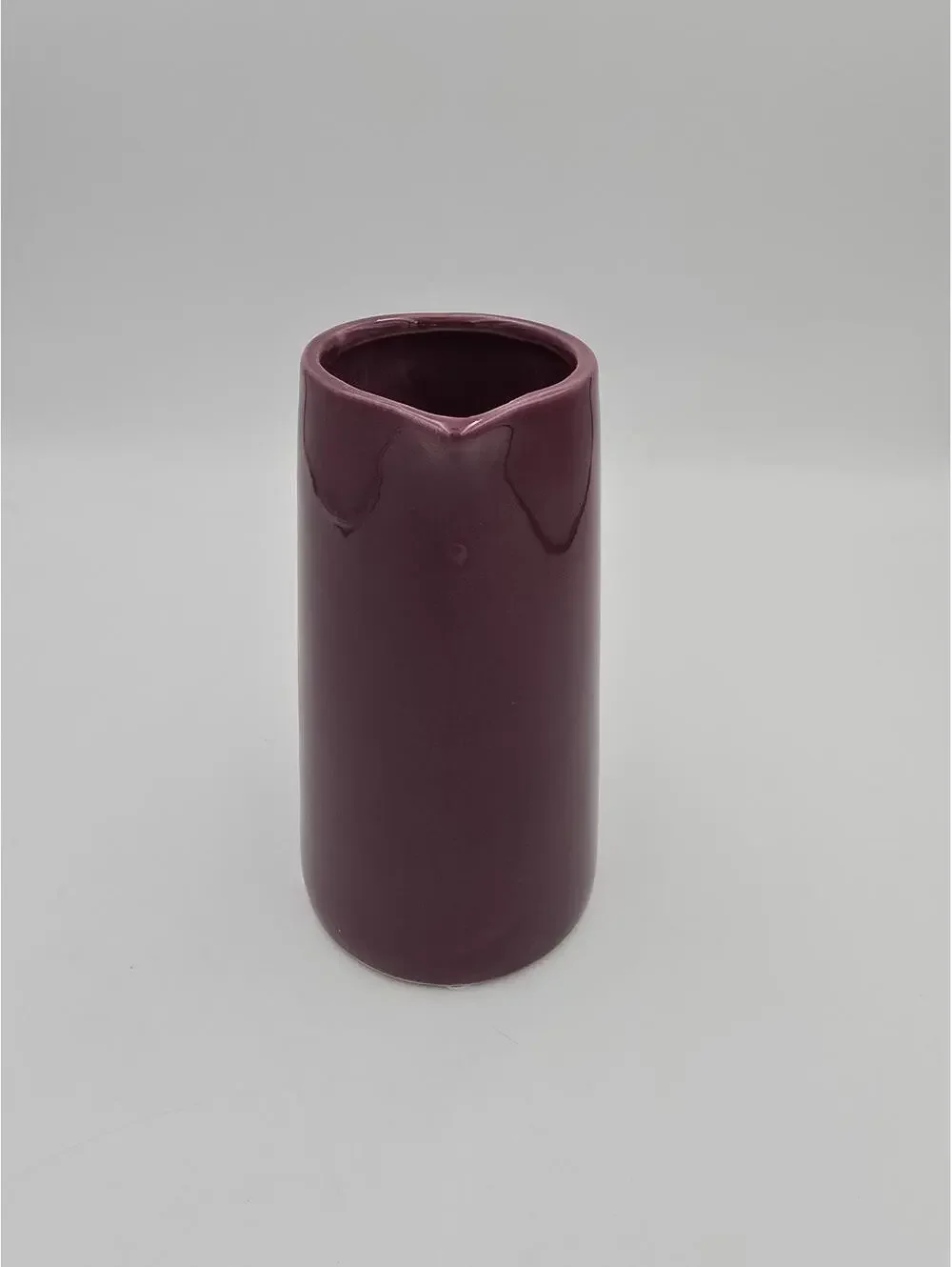 Burgundy Maroon Ceramic Pitcher Jug Heart Handle Vase 6.5